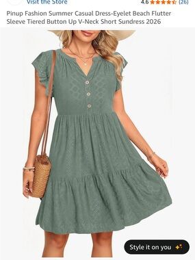 Women’s Eyelet Tiered Sundress - Sage Green
